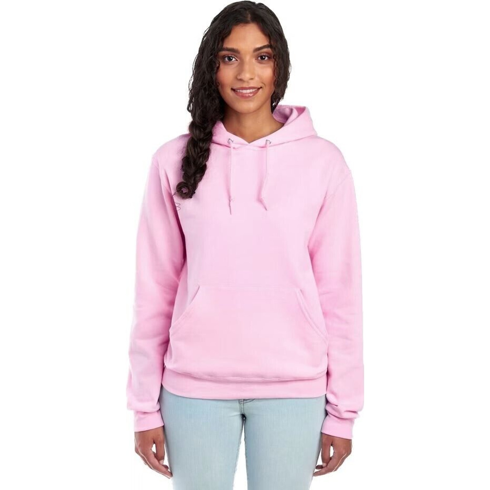 Abound Womens Solid Drawstring Cotton Blend Hoodie Pullover In Pink Candy Large
